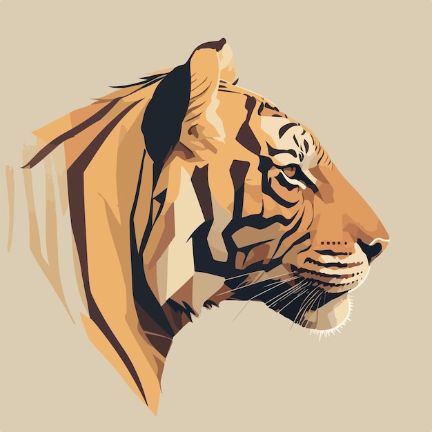 Vector a tiger head with a brown background and a black stripe on the face.