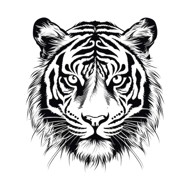 Tiger hoofd hand tekenen schets op witte achtergrond vector illustratie