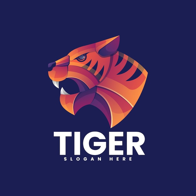 Vector tiger hoofd illustratie kleurrijk logo