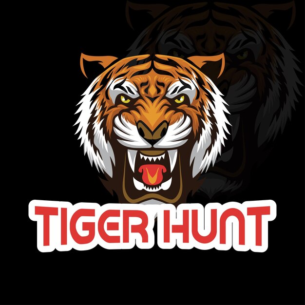 Tiger Hunt mascot vector logo design