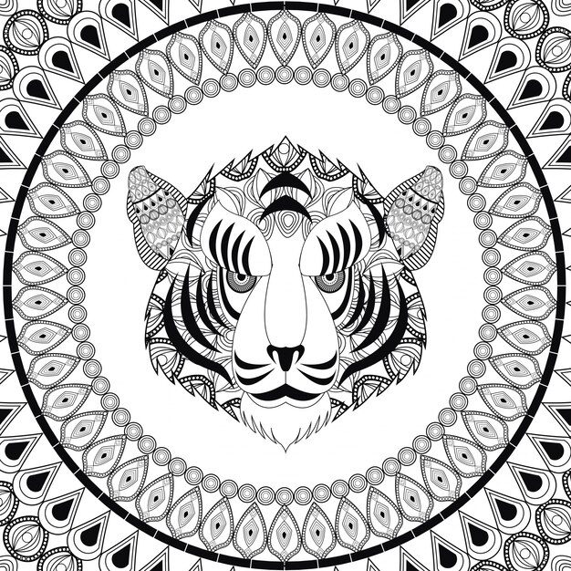 Vector tiger icon. animal and ornamental predator