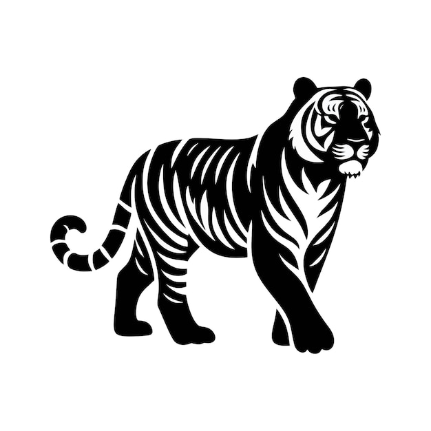 tiger icon silhouette black white