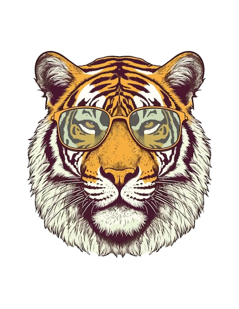 иллюстрация тигра Нарисованная рукой иллюстрация тигра для дизайна футболки