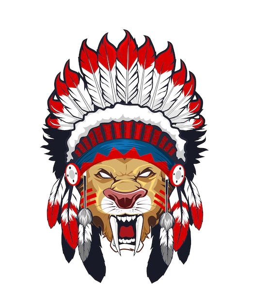 Tiger indian head cartoon