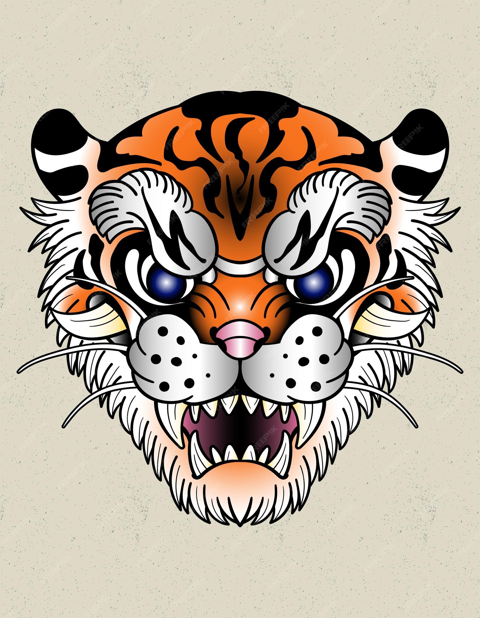 Premium Vector | Tiger japan head tattoo