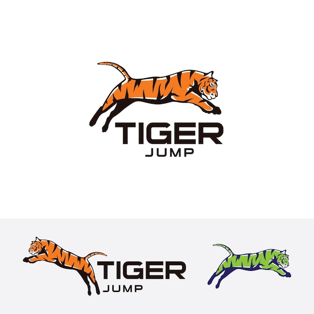 Tigre saltare modello di logo vettoriale Vettore Premium