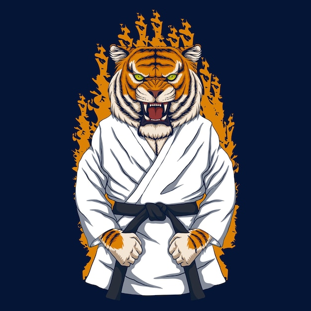 Illustrazione vettoriale di karate tigre