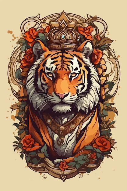 Vector tiger king majesty portrait