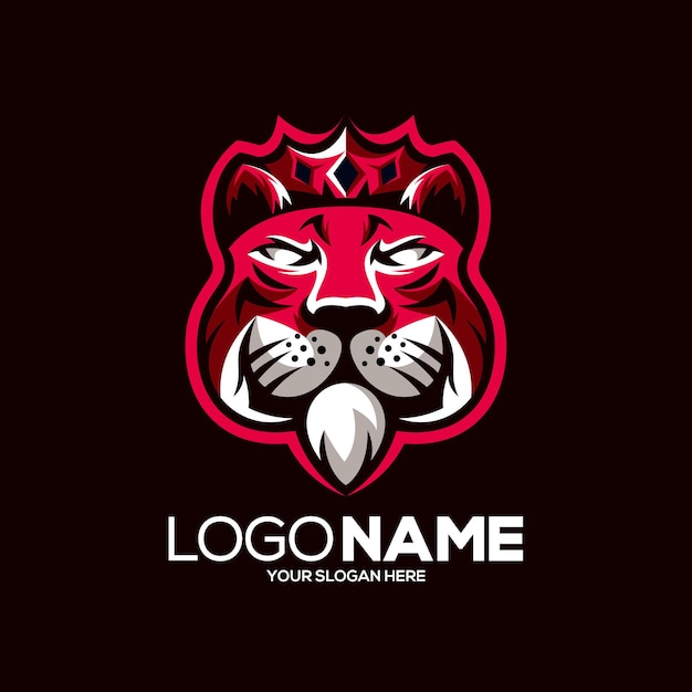 Vector tiger king mascot logo design