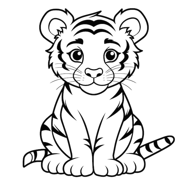 Vector tiger kleurpagina kinderlijk ontwerp voor kinderen kleurboek