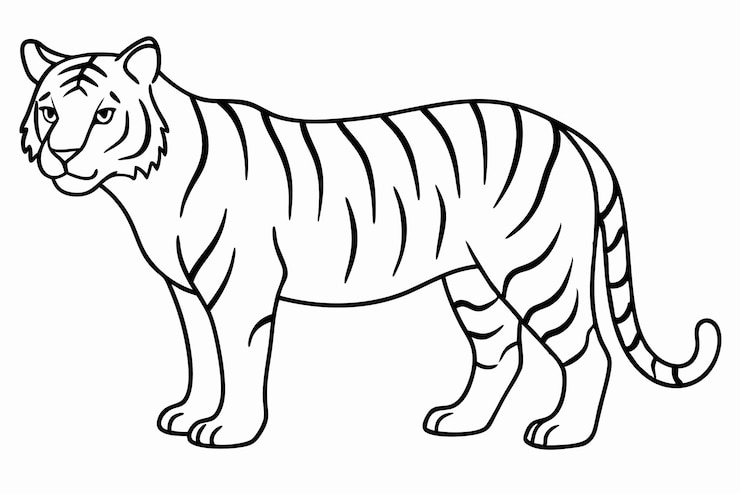 Vector tiger line art