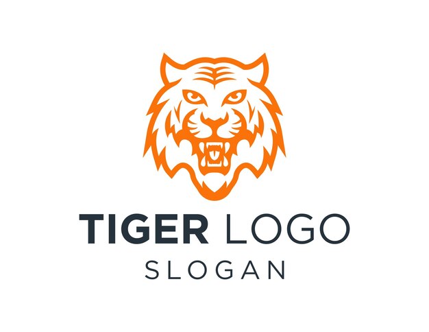 Progettazione del logo della tigre creata utilizzando l'applicazione corel draw 2018 con uno sfondo bianco