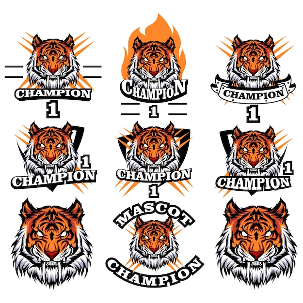 Vector tiger logo set