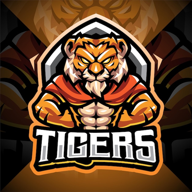 Tiger man esport mascot logo