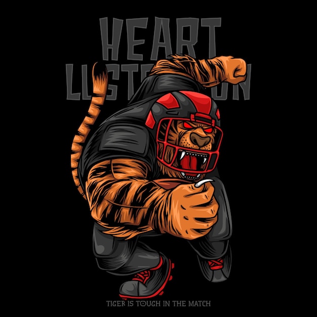 Vector tiger mascot american football with text illustration