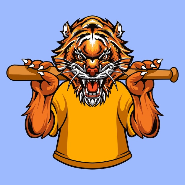 Illustrazione vettoriale della mascotte della tigre del baseball