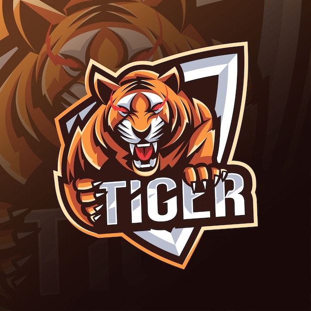 Vettore logo della mascotte tigre design esport