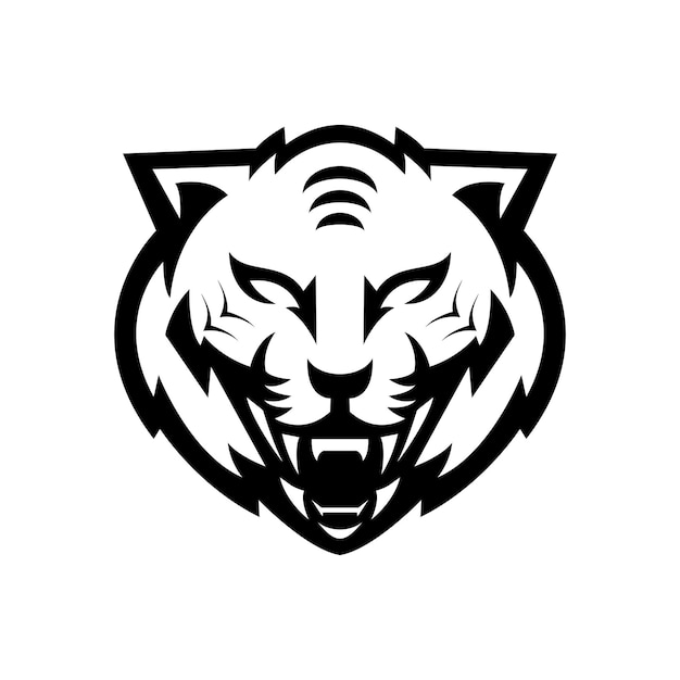 Тигр талисман логотип линии искусства дизайн иллюстрации