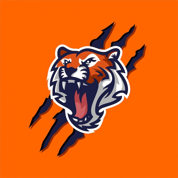Modello di logo mascotte tigre per lo sport, la troupe di gioco, logo aziendale