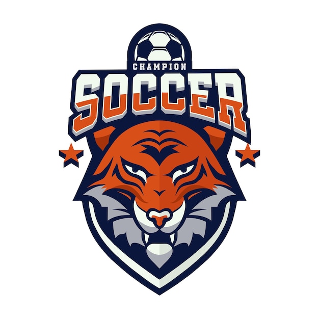 Tiger Mascot Soccer Football Badge Logo Design Templates Sport Team Identity Vector Illustrations