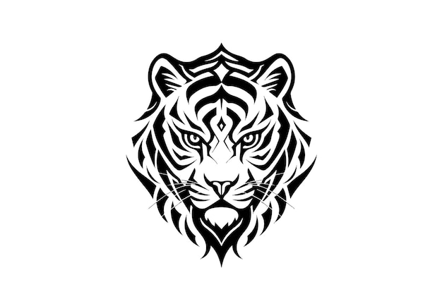 Tiger mascot sport or tattoo design Black and white vector illustration logotype sign art