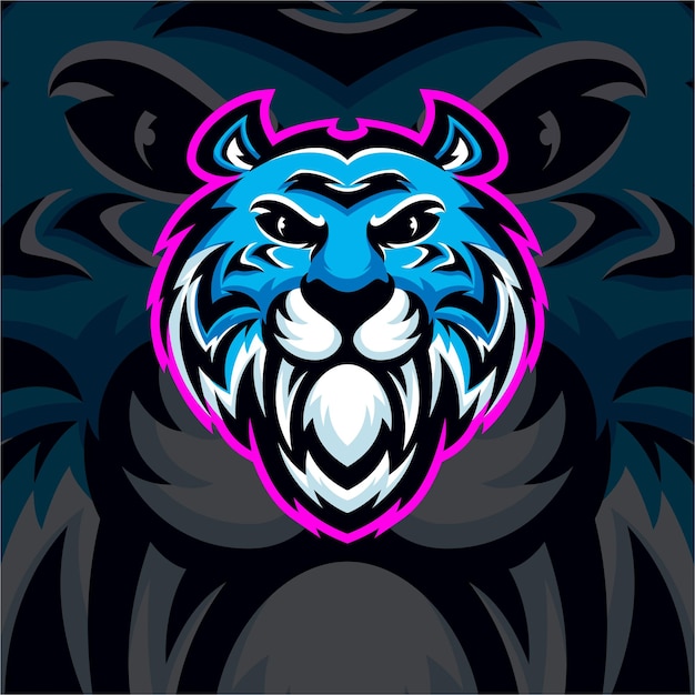 Tiger masscot logo esport illustrazione vettore premium