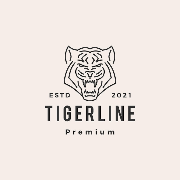 Logo vintage tigre monoline hipster