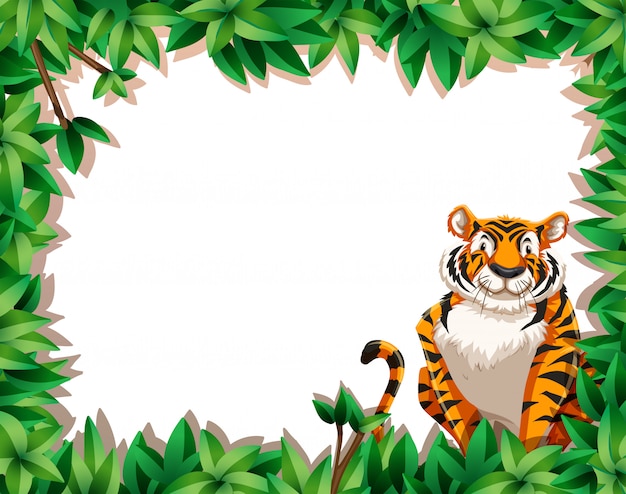 Vector tiger in nature frame