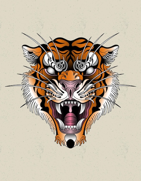 Vector tiger neo traditional logo