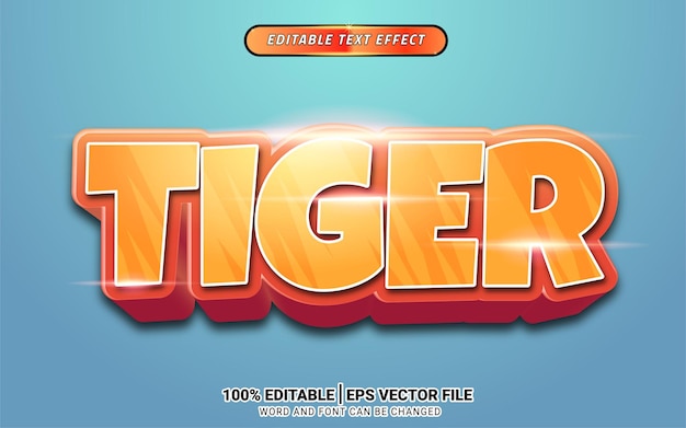 Tiger orange 3d text effect editable template design