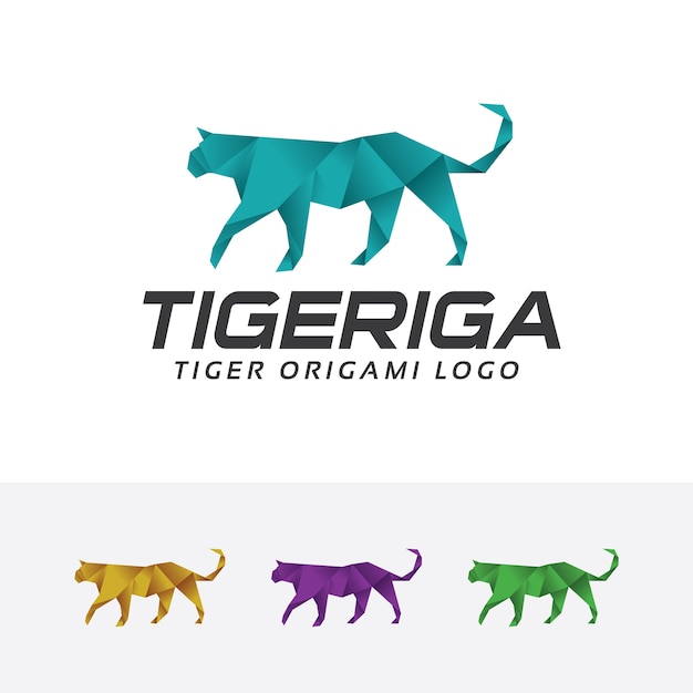 Tiger origami vector logo template