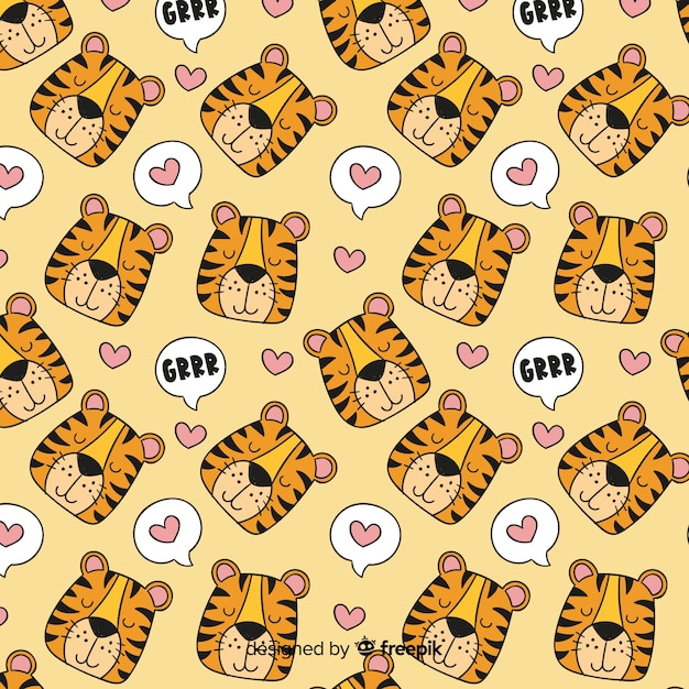 Vector tiger pattern hand drawn design