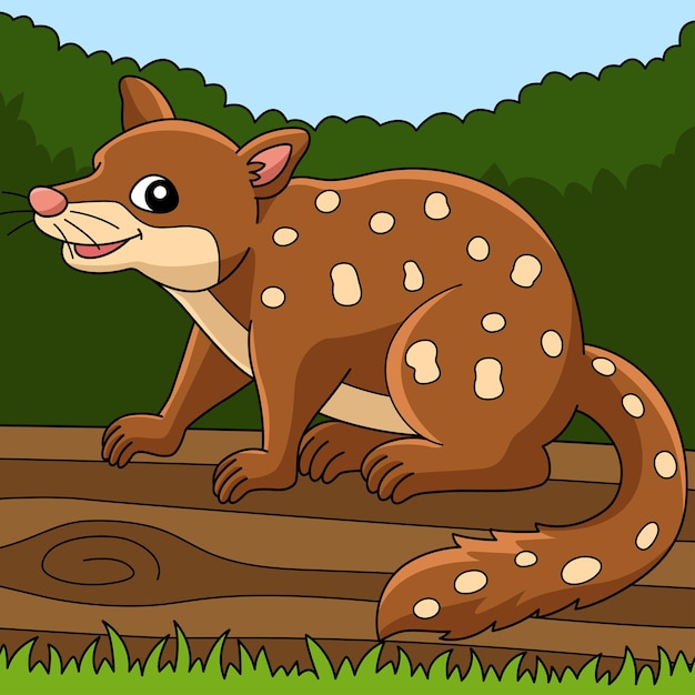 Tiger Quoll Animal Colored Cartoon Illustration