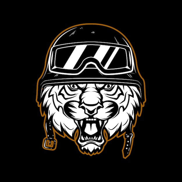 Vector tiger in racer helmet emblem