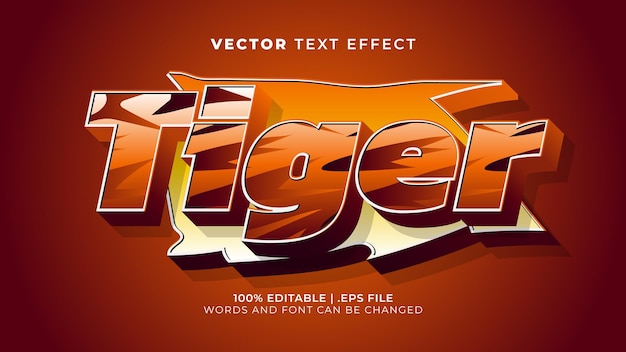 Tiger scary roar editable text effect template 3d style