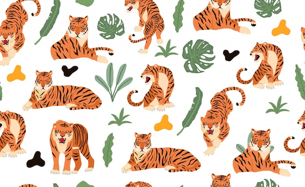 Tiger seamless pattern