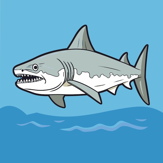 Tiger shark fish underwater vector cartoon illustration