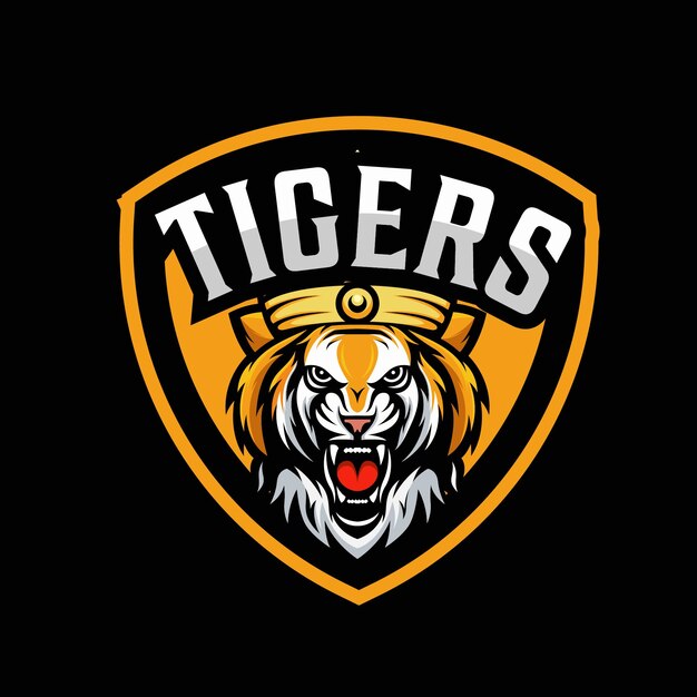 Vector tiger and shield mascot logo