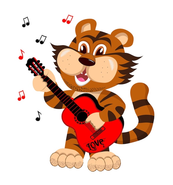 Tiger sings to the guitar