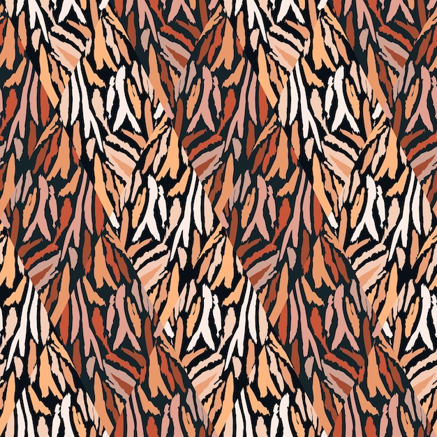 Tiger skin mosaic seamless pattern Abstract animal fur tile