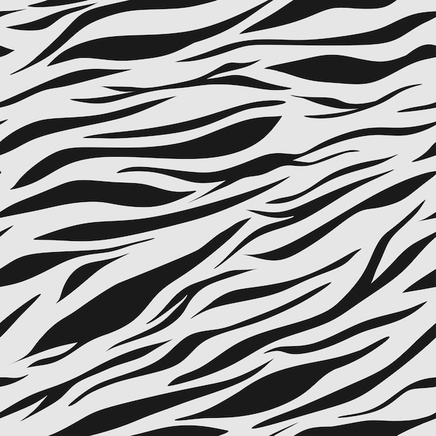 ベクトル 黒白い色の虎の皮のシームレスなパターン