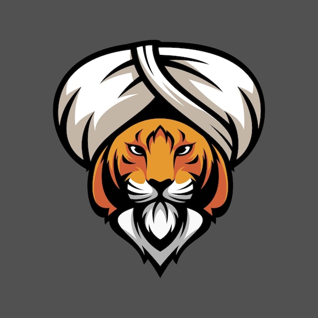 Tiger sorban mascot design vector