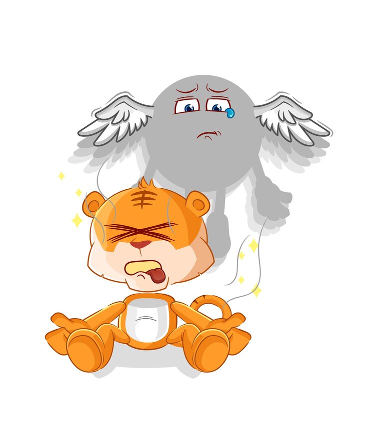 Vector tiger spirit leaves the body mascot cartoon vector