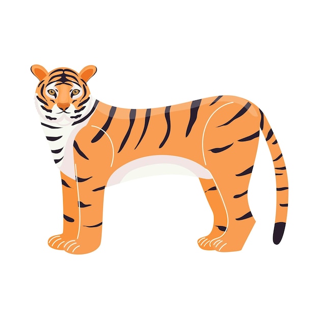 Tiger. the symbol of 2022. japanese tiger. animals. vector illustration in a modern flat style.