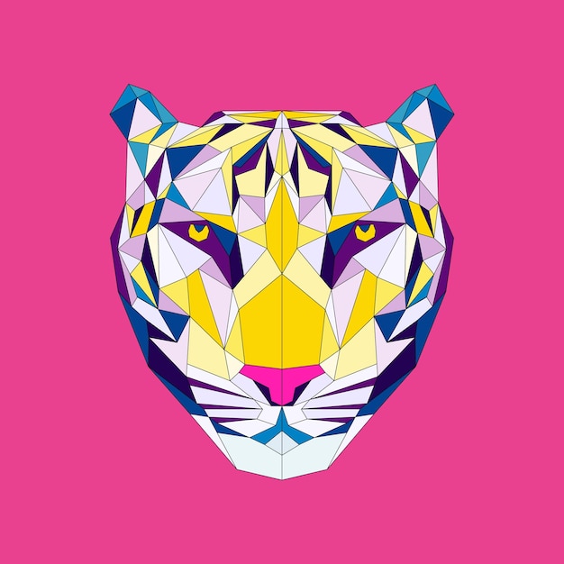Vector tiger symbol of new year polygonal animal head