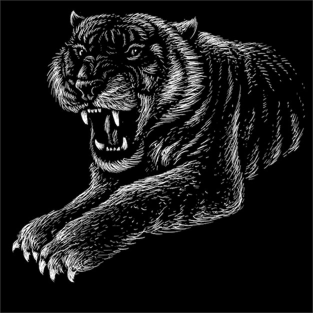 La tigre per il design del tatuaggio o t-shirt o capispalla.