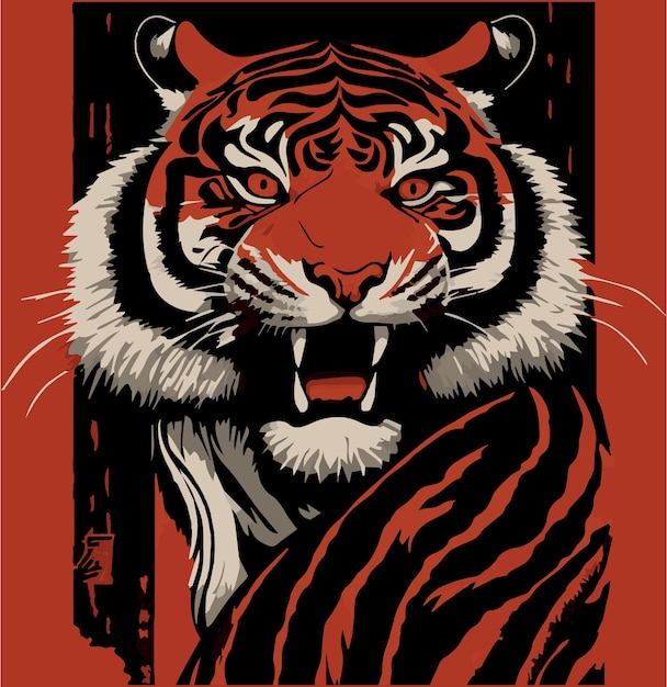 Tiger vector art Chinese new year illustration Asian zodiac calendar