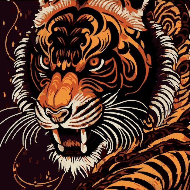 Tiger vector art Chinese new year illustration Asian zodiac calendar