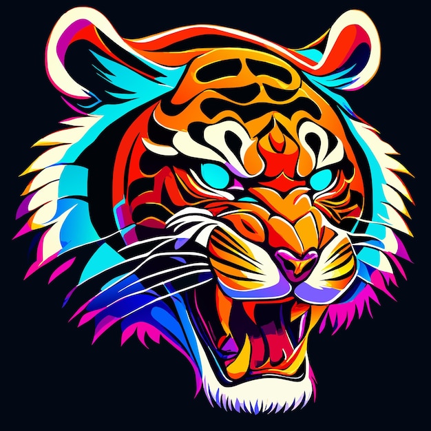 Vector tiger vector illustration with abstract patterns