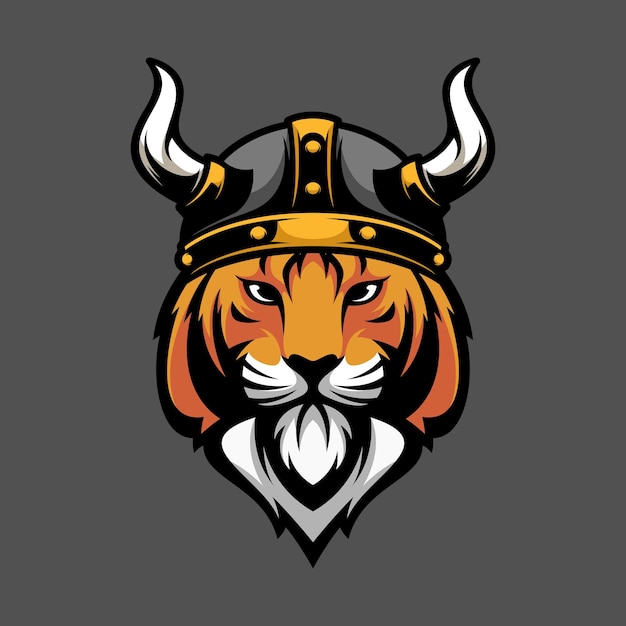 Tiger viking mascot design vector